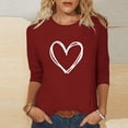 thumbnail image 2 of Plebaso Hauts Cœur pour Femmes Manches 3/4 Col Rond T-Shirts Décontractés Imprimé Pull Femmes 2025 Tee Blouses, 2 of 4