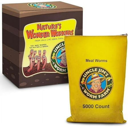 5000 Count Mealworms for Reptiles and Chickens | Mealworms for Feeding Lizard Gecko Bearded Dragons Chickens Birds and More | Suitable for Fishing Bait