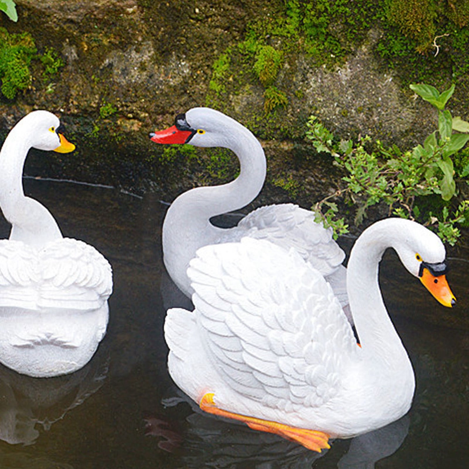 Synthetic Resin Swan Sculpture, Lifelike Garden Ornament For Vibrant  Peaceful Outdoor Spaces
