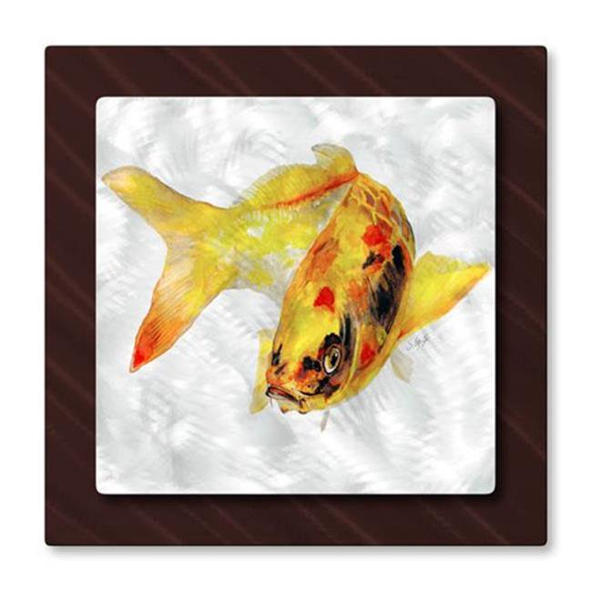 All My Walls 0100ME00015 Yellow Koi Fish Metal Wall Sculpture