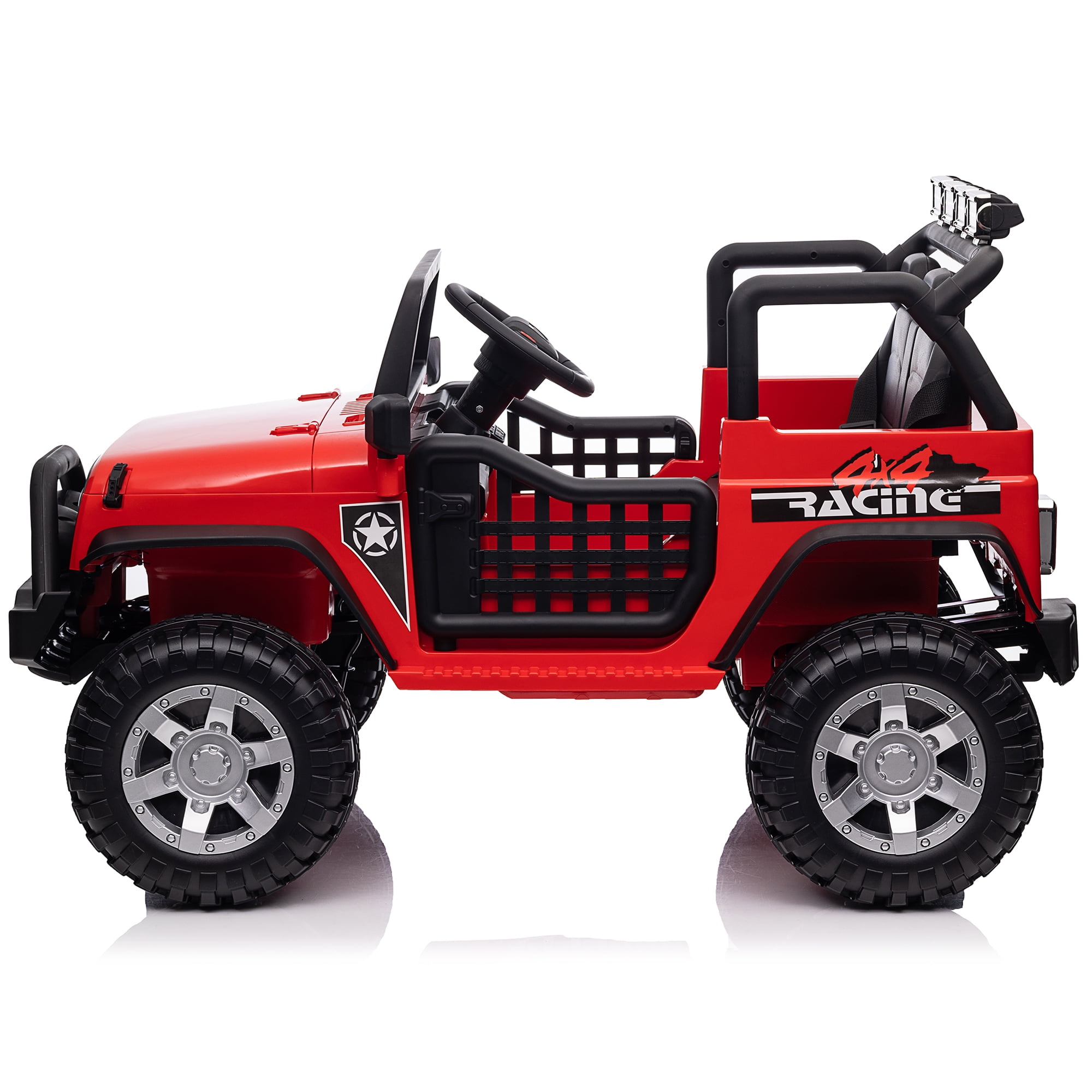 Joyracer 12V Kids Ride On Truck Car with Parent Remote Control & 2 Seater,2* 55W Motor,9 AH Battery Powered Toy Car with Spring Suspension,3 Speeds,LED Lights,Bluetooth Music for Girl Boy, Red