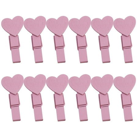 50pcs Mini Clothespins Wood Heart Shape Clothespins Photo Memo Paper Clips
