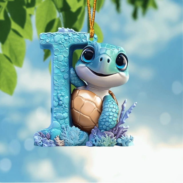 mfyjkho Juego de adornos del alfabeto de tortuga con cuerda colgante para decoración de guardería, letras de la A a la Z