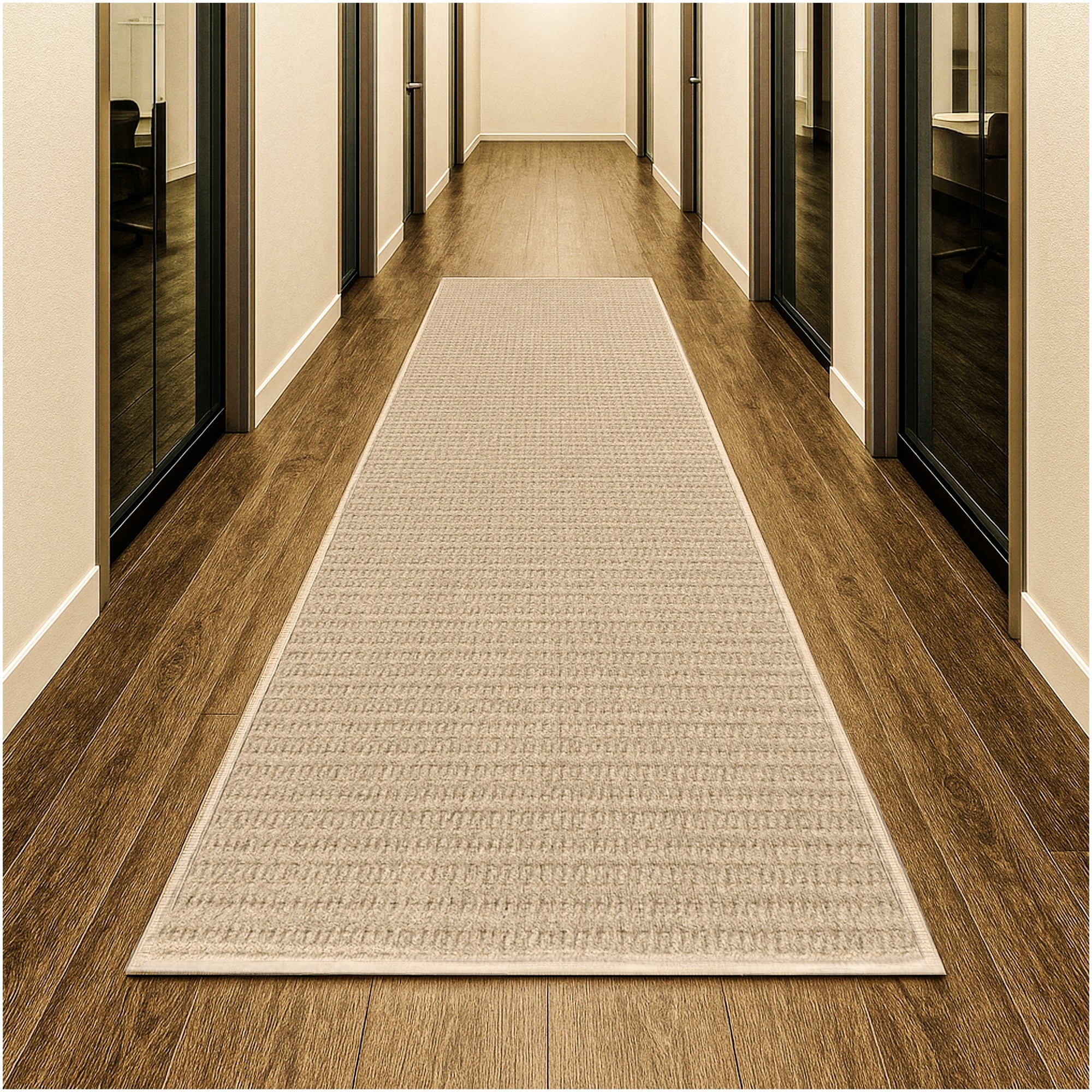 12'x12' Soft and Durable Interlace Indoor - Outdoor Area Rugs Lightweight and Flexible for Easy Cleaning and Transport (Color: Taupe)