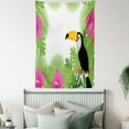 thumbnail image 4 of Tropical Tapestry, Exotic Scenery of Flowers Plants and Bird Toucan, Wall Hanging for Bedroom Living Room Dorm Decor, 40"W X 60"L, Lime Green Pink Charcoal Grey and Orange, by Ambesonne, 4 of 5