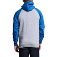 thumbnail image 3 of G-Style USA Men's Heavyweight Contrast Raglan Sleeve Fleece Pullover Hoodie Sweatshirt MH13112 - Heather Gray/Heather Royal - Small, 3 of 6