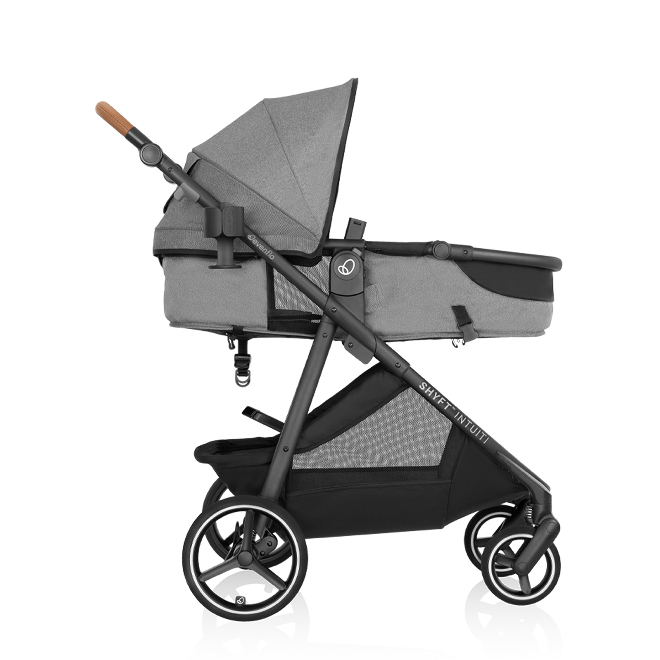 Evenflo Shyft Intuiti Travel System with Revolve180 LiteMax NXT Rotating Infant Car Seat, Fossil Gray