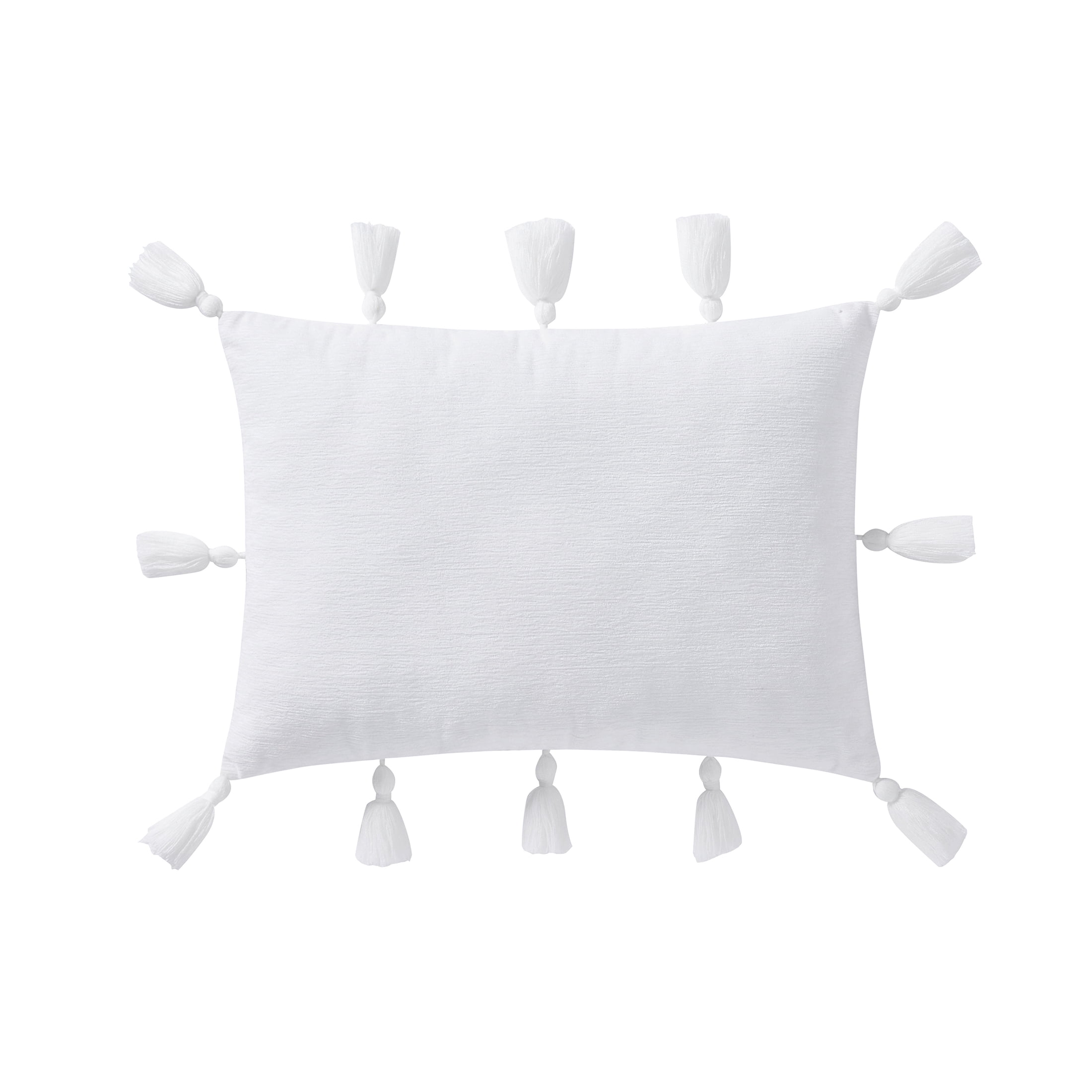 (2 pack) My Texas House 14" x 20" Samantha White Chenille Tassel Decorative Pillow