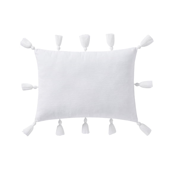 My Texas House Samantha White Chenille Tassel Decorative Pillow, 14 in x 20 in