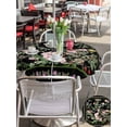 thumbnail image 5 of Outdoor Tablecloths with Umbrella Hole & Zipper, Black Spring Floral Round Tablecloth 54 Inch, Elegant Pastoral Flowers Birds Watercolor Waterproof Table Cloth, Patio/Pool/Picnic Table Covers, 5 of 8