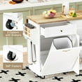 thumbnail image 6 of ANPOO Rolling Kitchen Island with Drop Leaf, Tilt Out Kitchen Trash Cabinet 10 Gallon Storage, Kitchen Cart Island with Rubber wood Top, Spice Rack and Drawers(White), 6 of 8