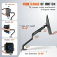thumbnail image 3 of VEVOR Support de Moniteur Simple avec USB, Prend en Charge un Écran de 13 Pouces-35 Pouces, Bras de Moniteur à Ressort à Gaz Réglable, Supporte jusqu'à 26,4 Lb, Bras de Moniteur pour Bureau avec Base de Montage à Pince en C/passe-Fil, Support VESA 75/100 mm, 3 of 9