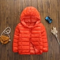 thumbnail image 5 of inhzoy Kids Girls Boys Lightweight Winter Coats Puffer Hooded Jacket Windbreaker Outwear Orange 3-4, 5 of 9
