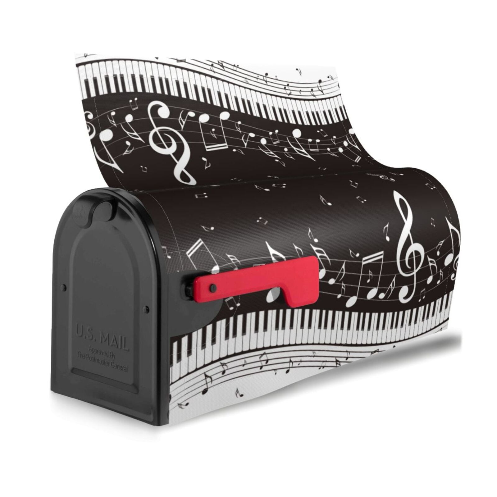 Rateoe Piano Keys With Musical Notes Printed Mailbox Covers - Easy to Install Fall, Winter, Spring, Summer Mailbox Cover - Weather and UV-Resistant Mailbox Decor - Mailbox Magnetic Covers-21x18 in