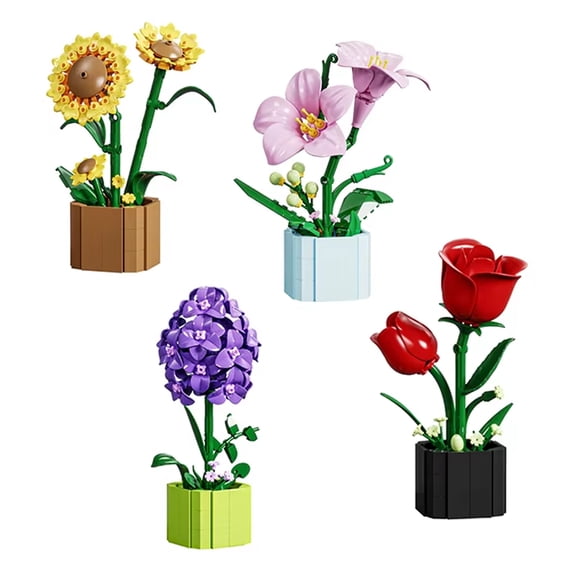 Remocguys Flowers Bonsai Building Sets Rose Sunflower Lily Lilacs Compatible with Lego 1109 PCS
