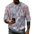 thumbnail image 4 of ASDFVBKG Mens Outdoor Casual Waffle Knit Shirt, Camo Maple Leaf Pattern Crew Neck Long Sleeve Pullover Light pink 3XL, 4 of 5