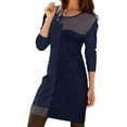 thumbnail image 2 of Letdown Dresses for Women Casual Long Sleeve Crewneck Flowy Swing Tunic Dress Spring Fall Outfits (#01-Blue,L), 2 of 4