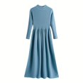 thumbnail image 1 of Robe Femme Col Montant Automne Hiver Col Roulé Manches Longues Ligne A Robe Tricotée Élégante Vêtements Adultes Femme Bleu Taille Unique, 1 of 7