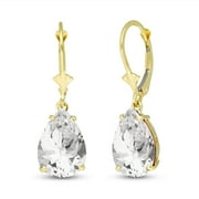 Galaxy Gold 14k Yellow Gold Leverback Earrings with Natural White Topaz