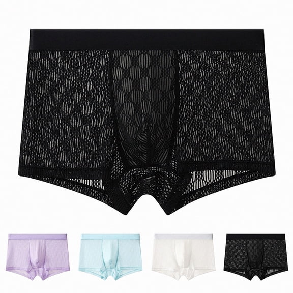 Babcutegg Mens Boxer Briefs Mesh Breathable Athletic Mid Rise Ice Silk Solid Color Underwear Size 2XL