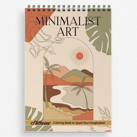 NETHOUSE Minimalist Art Coloring Book For Adults Relaxation & Stress Relief, 30 Coloring Pages of Minimalist Art, Simple Lines, Clean Designs, and Modern Aesthetic Patterns