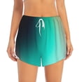 thumbnail image 2 of Goofa Teal and Peach Printed Women 2 in 1 Running Shorts,Quick Dry Athletic Workout Shorts,High Waisted Athletic Shorts with Liner Pockets-Small, 2 of 7