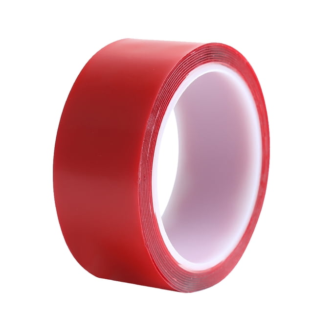 Heavy-Duty Transparent Acrylic Double-Sided Tape, Strong Viscosity Traceless Removable Mounting Tape with Red Backing, Weatherproof & Water-Resistant for Glass, Metal, Plastic, Ceramic - 3CM x 3M