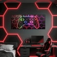 thumbnail image 3 of Erosebridal Gamer Paintings Wall Decor Bedroom, Neon Gradient Gamepad Wall Hanging Decor Kitchen, Pink Honeycomb Decor, 3 of 5