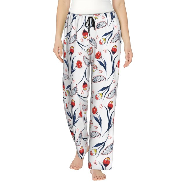 Balery Tulips Flowers Pantalones de pijama para mujer, pijamas ultraligeros, pantalones de estar por casa-3X-Large