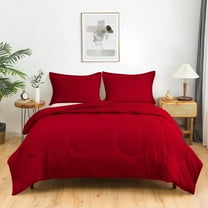 1 Piece Luxury Thicker Pattern Comforter, 800 TC, 100% Egyptian Cotton, King/California King Size Red Solid Color