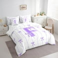 thumbnail image 3 of Castle Fairy Personalized Initial Letter F 7-Piece Twin Bedding Sets for Children Women Men,Bow Tie Stripes Bedding Comforter Set,Monogrammed Alphabet Breathable Sheet Sets,Breathable Home Decor, 3 of 8