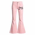 thumbnail image 4 of Landzoo Girls Flared Pants Bowknot Graphic Slim Fit High Waisted Fall Casual Kid Girls Trousers, 4 of 4