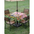 thumbnail image 3 of Easter Gnomes Bunnies Outdoor Tablecloth - 54x54 Inch Square Dining Table Cover, Spring Easter Eggs Floral Pink Wood Waterproof Outdoor Table Cloth with Umbrella Hole & Zipper for Picnic/Patio/Party, 3 of 7