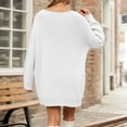 thumbnail image 4 of Huowey Women Ribbed Knit Sweater Dress Casual V Neck Long Sleeve Pullover Relaxed Loose Fit Elegant Dresses Above Knee Length For Winter Oversized Streetwear, 4 of 6