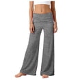 thumbnail image 6 of UAYOTSE Girls Fold Over Waist Flare Pants High Rise Wide Leg Yoga Leggings Kids Stretch School Sport Bottoms Fall,Sizes 7-8 Years, 6 of 8