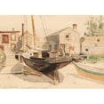 thumbnail image 2 of Childe Hassam 24x18 Gold Ornate Framed and Double Matted Museum Art Print Titled - Fishhouses Swampscott (1882), 2 of 4