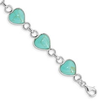 Primal Silver Sterling Silver Rhodium-plated Polished Heart-shaped Turquoise Bracelet