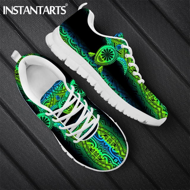 Zapatillas planas para hombre, con estampado tribal polinesio de tortuga, informales, con cordones, transpirables, para caminar