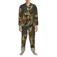 thumbnail image 3 of Salouo Surreal Weightlifting Snail Print Button-Front Long Sleeve Pajama Set for Men, Soft 2Pjs Men's Long Sleeve Sleepwear-Small, 3 of 7