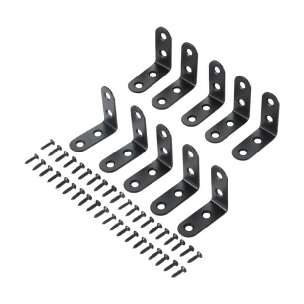 Juego de 10 soportes de esquina con soporte en L, soporte de estante en ángulo recto para gabinetes, muebles de madera, mesas y estanterías 4 cm