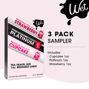 Wet Long Lasting Lubricants Variety Pack, Silicone & Water-Based Lube Flavors, 1 oz, 3-Pack