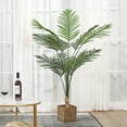 thumbnail image 3 of Artificial Tropical Palm Plants 4.5 Feet Fake Plant for Home Decor Indoor Outdoor Faux Areca Palm Tree in Pot for Home Office Perfect Housewarming Gift, 3 of 8