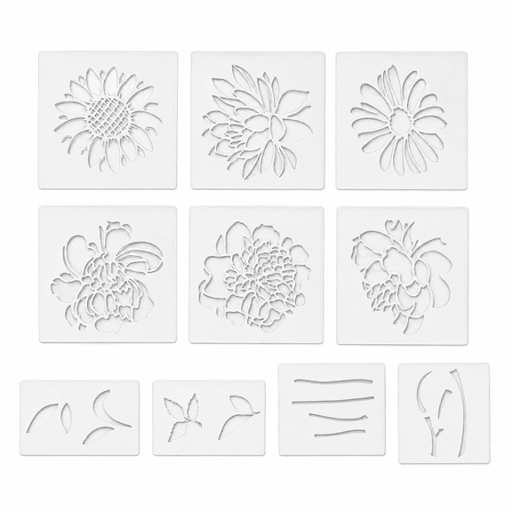 Flower Stencil for Painting Garden Fence Wall Flower Templates for Painting on Wood Furniture 10 Pcs