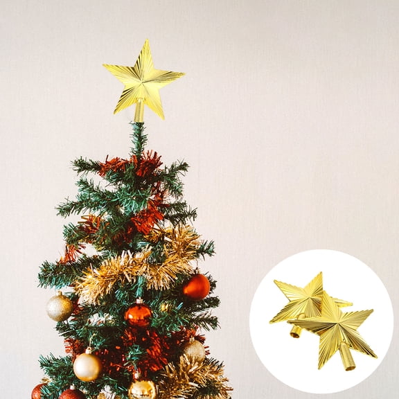 HONMEET 2-Pack Golden Christmas Tree Topper Stars, Hard Plastic Holiday Treetop Decorations for Festive Home Decor