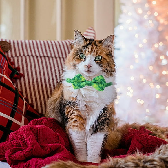 Dvkptbk Plush Collar New Pet Products Irish Festival Bow with Bells Cats Collar St Patricks Day Gifts