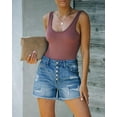 thumbnail image 3 of ONLYSHE High Waisted Frayed Ripped Casual Denim Shorts, 3 of 7