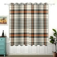 thumbnail image 2 of Tartan Plaid Pattern in Black Orange Beige Grommet Blackout Curtains Thermal Insulated Window Curtain Sets for Bedroom Living Room 63"x55" 2 Panels, 2 of 5