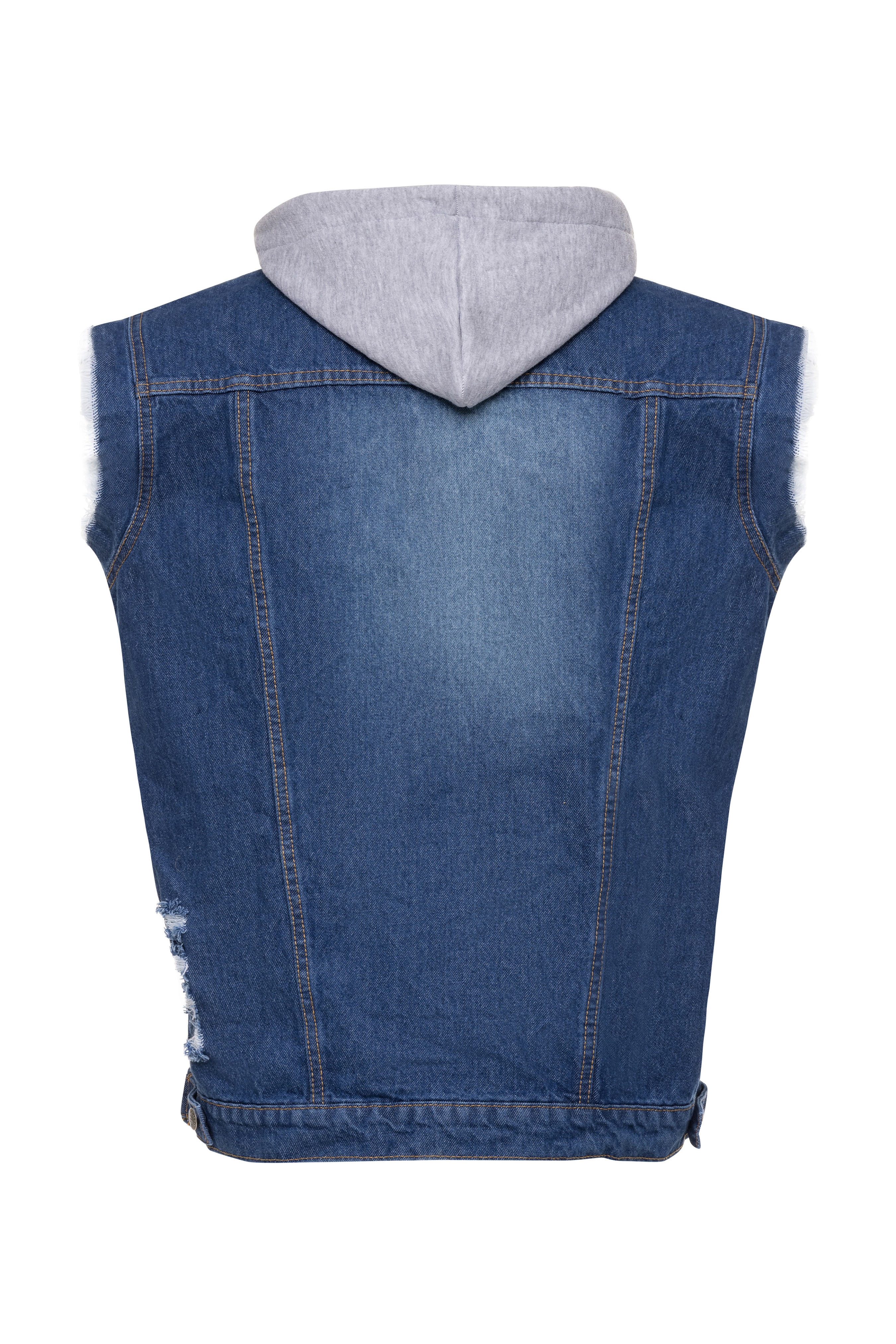 Skylinewears Men Denim Vest Biker Jean Vest With Hood Sleeveless Trucker Jean Jacket - image 3 of 5