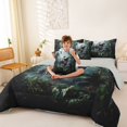 thumbnail image 4 of Homewish Woodland Dino 7-Piece King Bedding,Jungle Wildlife King Bed in a Bag,Green,Light Gray Reversible, 4 of 8