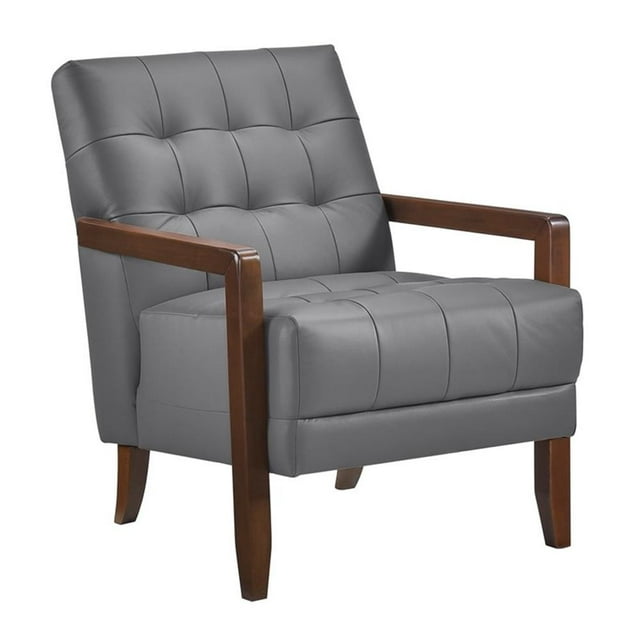 Pemberly Row Fauteuil d'Appoint Moderne / Contemporain en Cuir, Gris Foncé